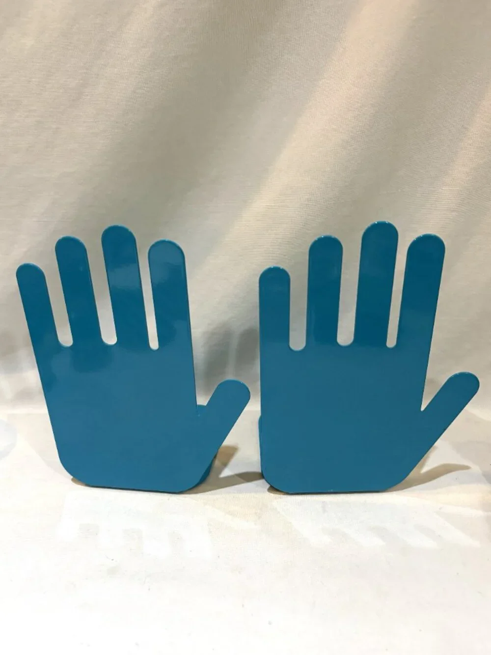 Pair of Jonathan Adler Teal Blue Metal Hands Bookends